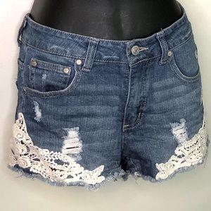 Altar’d State distressed lace denim shorts